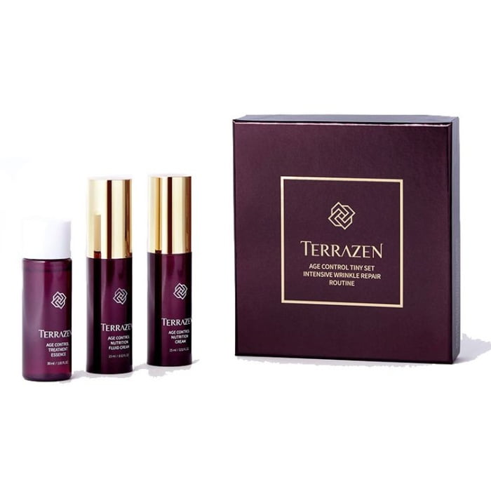 Kelioninis veido prieziuros priemoniu rinkinys Terrazen Age Control Tiny Set TER86813 odos senejima stabdancios priemones 3 daliu