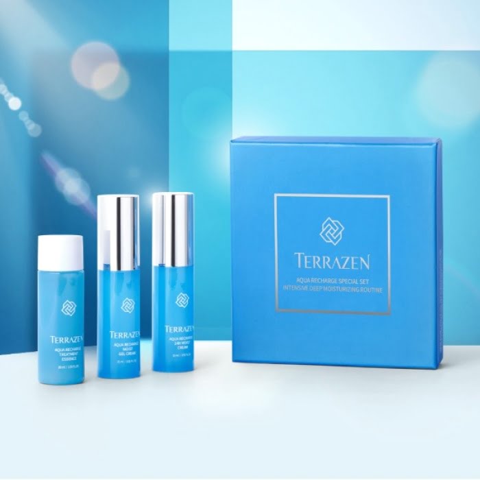 Kelioninis veido prieziuros priemoniu rinkinys Terrazen Aqua Recharge Tiny Set TER86815 intensyviai drekinancios priemones 3 daliu 2