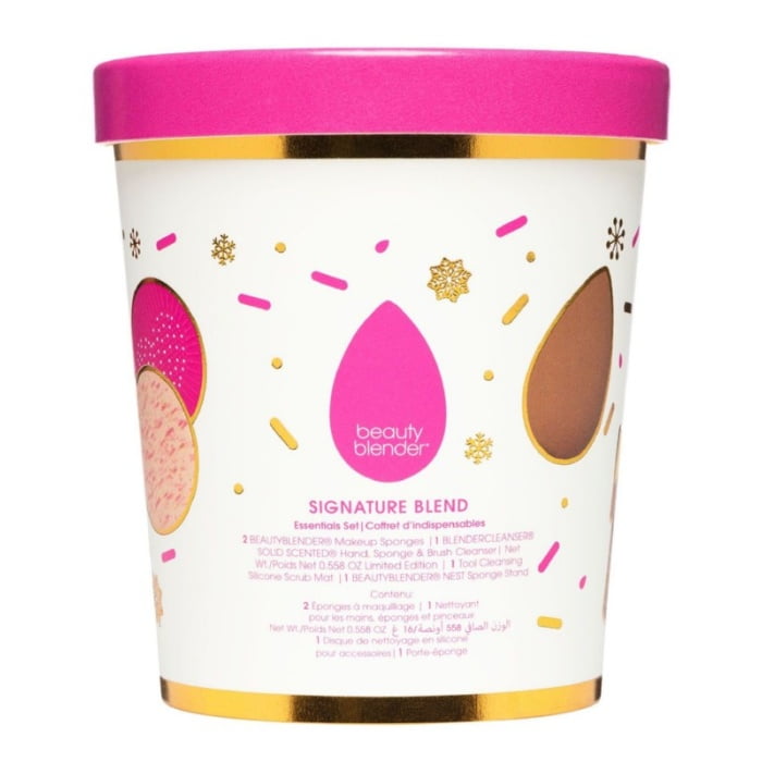 Makiazo kempineliu rinkinys BeautyBlender Signature Blend BB27788 rinkini sudaro 2 makiazo kempineles 1 muiliukas silikoninis padelis dekliukas 1