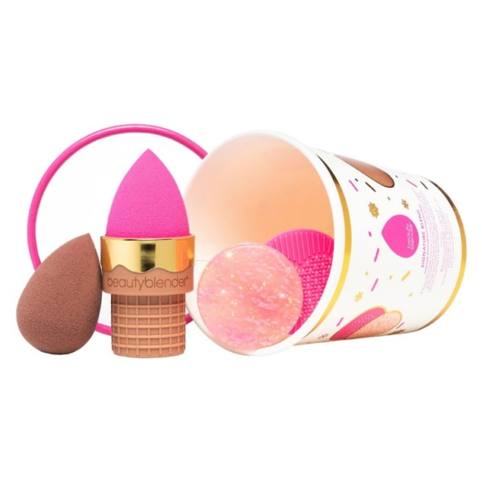 Makiazo kempineliu rinkinys BeautyBlender Signature Blend BB27788 rinkini sudaro 2 makiazo kempineles 1 muiliukas silikoninis padelis dekliukas