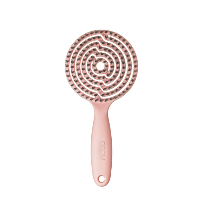 Apvalios formos sepetys plaukams skirtas plauku dziovinimui OSOM Professional Lollipop Vent Brush Matte Pink OSOM15493 rozinis su nailono spygliukais ir serno sereliais 1