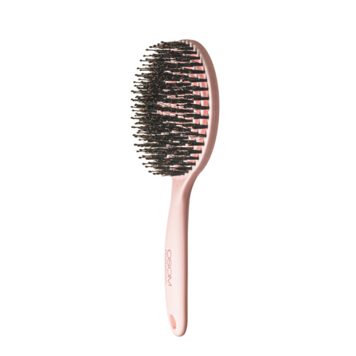 Apvalios formos sepetys plaukams skirtas plauku dziovinimui OSOM Professional Lollipop Vent Brush Matte Pink OSOM15493 rozinis su nailono spygliukais ir serno sereliais