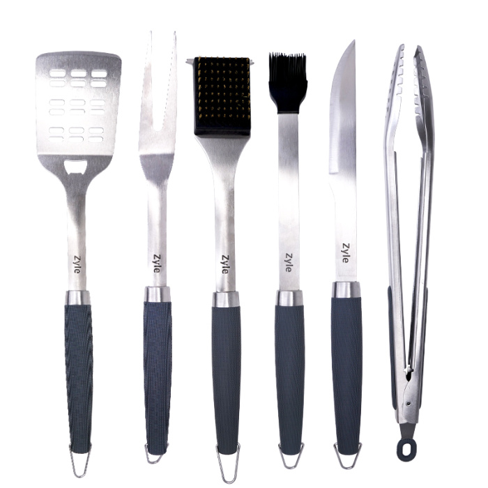 Grilio irankiu rinkinys Zyle BBQ Tool Set ZY101SET rinkinyje 6 vnt. irankiu lagamine 3