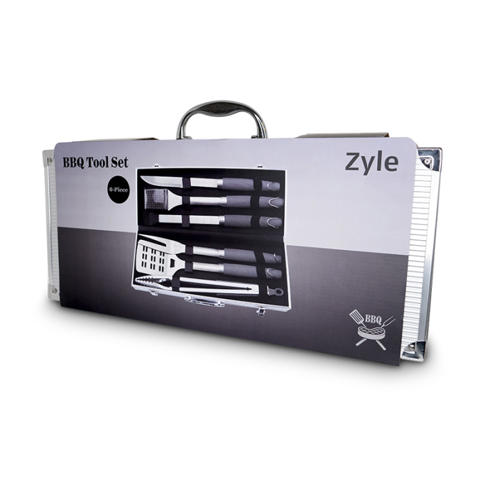 Grilio irankiu rinkinys Zyle BBQ Tool Set ZY101SET rinkinyje 6 vnt. irankiu lagamine