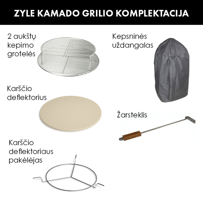Kamado grilis su priedais Zyle 398 cm Starter ZY16KSBLSET juodas 1