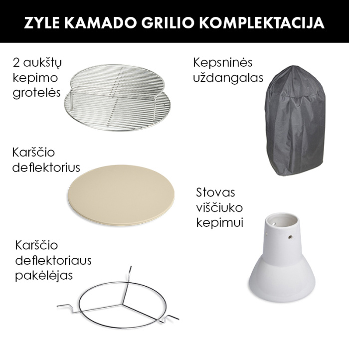 Kamado grilis su priedais Zyle 45 cm Medium ZY18KSGYSET pilkas 1