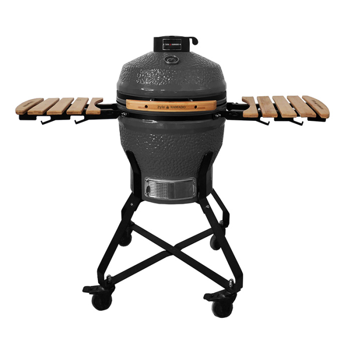 Kamado grilis su priedais Zyle 45 cm Medium ZY18KSGYSET pilkas