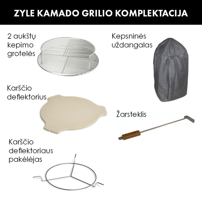 Kamado grilis su priedais Zyle 62 cm X Large ZY24GYSET Pilkas 1