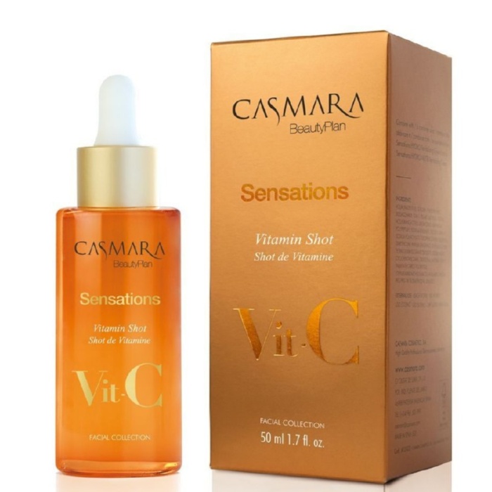 Veido serumas Casmara Sensations Vitamin C Shot Serum CASA13103 su hialiurono rugstimi ir mineralais 50 ml
