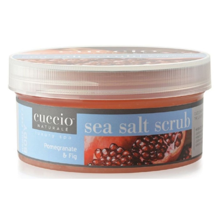 Juros druskos sveitiklis Cuccio Naturale Sea Salt Scrub Pomegranate Fig 3053 CNSC3216 tinka rankoms pedoms ir kunui 553 g