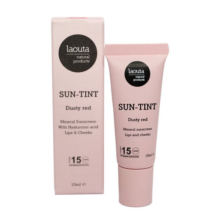 Naturalus lupu ir skruostu dazai su apsauga nuo saules Laouta Sun Tint Coral LAO0164 koralinio atspalvio SPF 15 10 ml