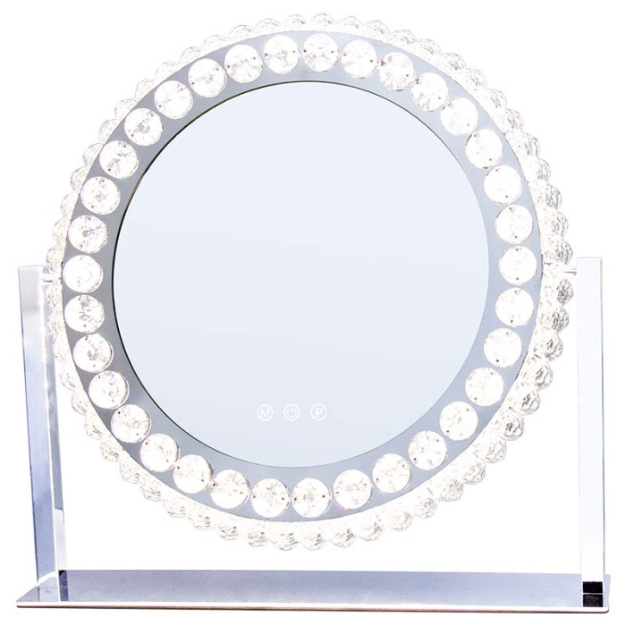 Pastatomas veidrodis su apsvietimu Be Osom BEOSOML802MR apvalus su kristalais 12V