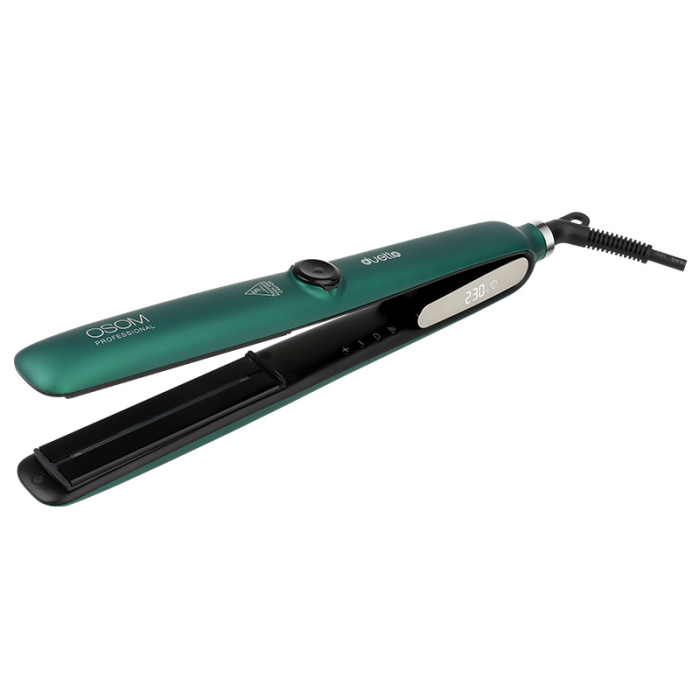 Plauku tiesintuvas OSOM Professional Duetto Automatic Steam Infrared Hair Straightener Green OSOMP089GR su garu ir infraredo funkcijomis zalios spalvos