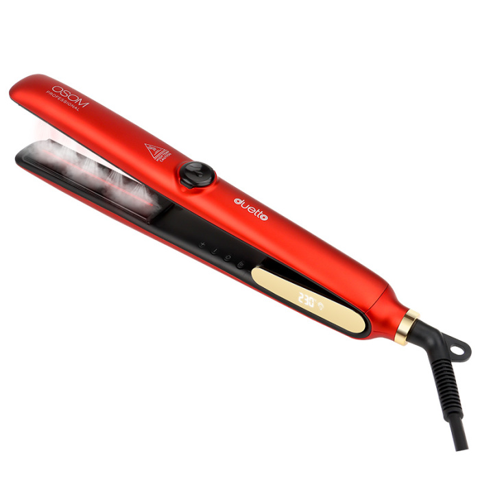 Plauku tiesintuvas OSOM Professional Duetto Automatic Steam Infrared Hair Straightener Red OSOMP089RED su garu ir infraredo funkcijomis raudonos spalvos 2