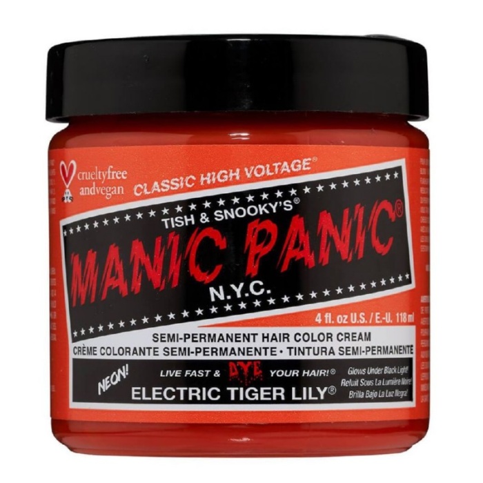 Pusiau ilgalaikiai kreminiai plauku dazai Manic Panic Hair Color Cream Neon Electric Tiger Lily MEU11037 118 ml