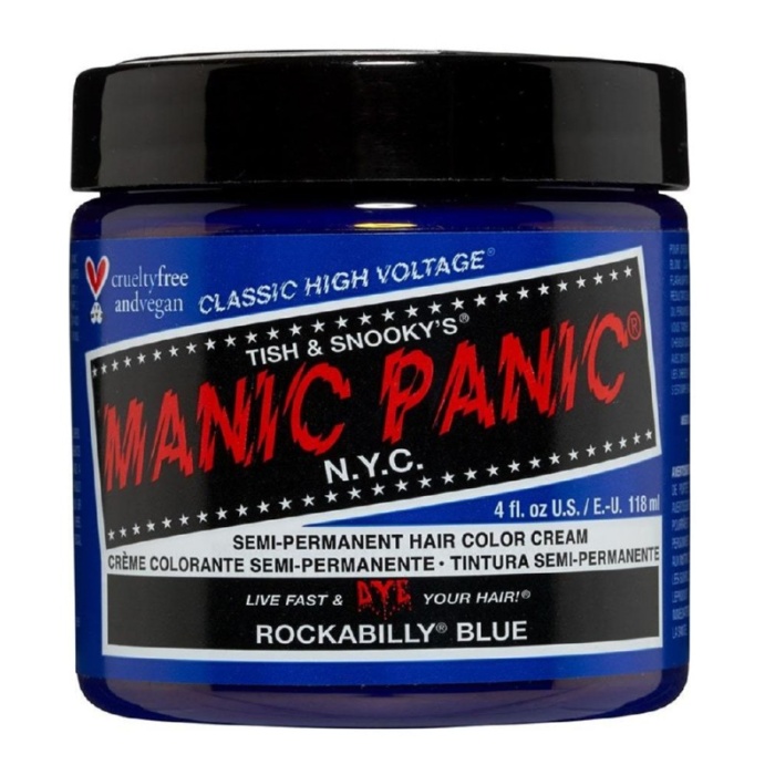 Pusiau ilgalaikiai kreminiai plauku dazai Manic Panic Hair Color Cream Rockabilly Blue MEU11039 118 ml