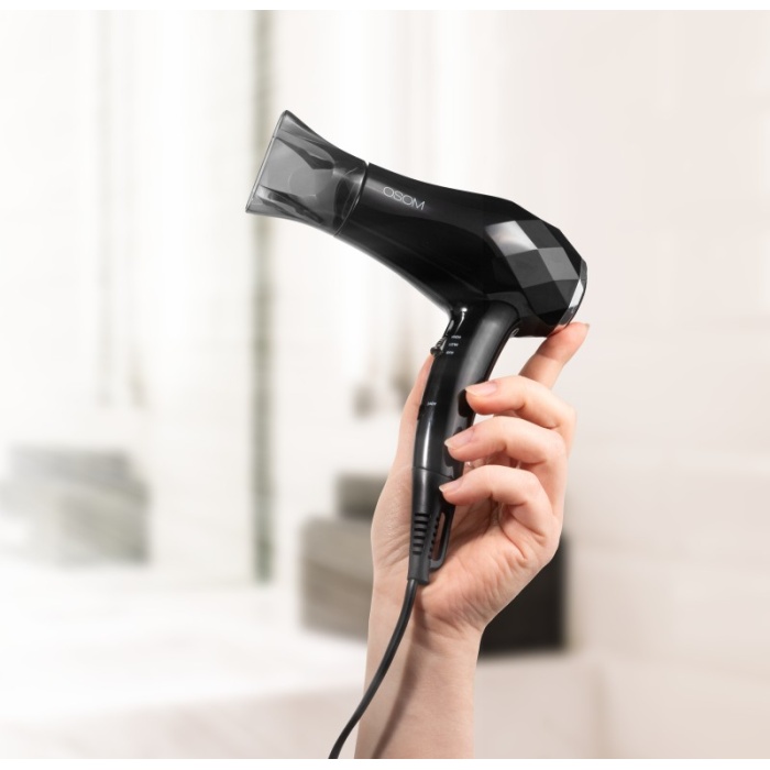 Kelioninis plauku dziovintuvas OSOM Mini Hair Dryer Black OSOM6616BL juodos spalvos 1000W 4